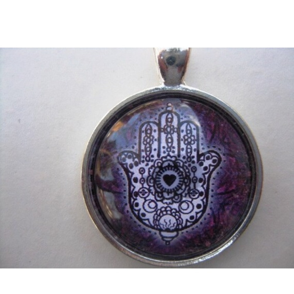 Yoga Necklace:  Hamsa on Mandala (003)